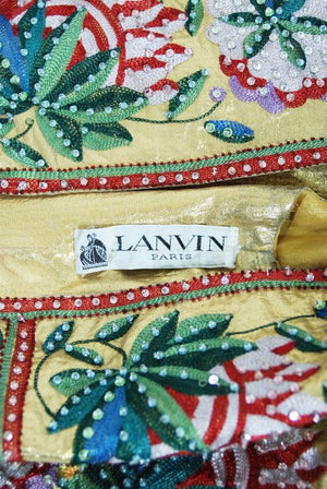 1979 Lanvin Haute Couture Embroidered Beaded Gold Lamé Cropped Jacket