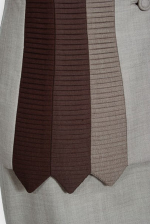 1954 Lilli-Ann Dove Gray Sharkskin Pintuck Stripes Jacket Hourglass Suit