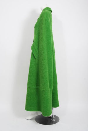 1966 Christian Dior Haute-Couture Documented Green Wool Full-Length Cape