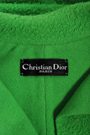 1966 Christian Dior Haute-Couture Documented Green Wool Full-Length Cape