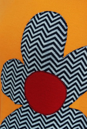 1965 Rudi Gernreich 'Flower Power' Applique Orange Wool Mod Maxi Dress