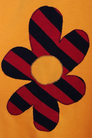 1965 Rudi Gernreich 'Flower Power' Applique Orange Wool Mod Maxi Dress