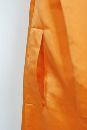 1958 Balenciaga Haute Couture Orange Duchess Satin Swing Coat