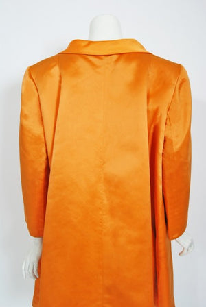 1958 Balenciaga Haute Couture Orange Duchess Satin Swing Coat