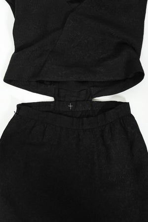 1961 Eisa Balenciaga Haute Couture Black Silk Sculpted Bow Cut-Out Dress