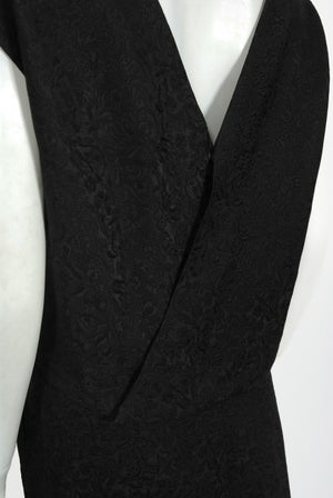 1961 Eisa Balenciaga Haute Couture Black Silk Sculpted Bow Cut-Out Dress