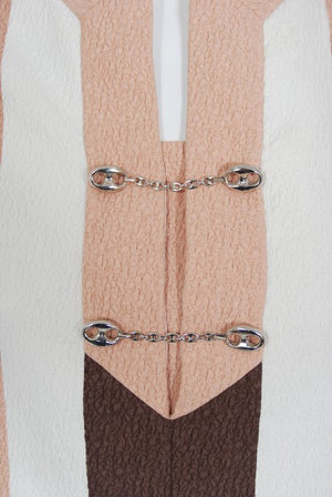 1968 Gucci Couture Cotton-Pique Striped Ivory Pink Mod Mini Tunic Dress