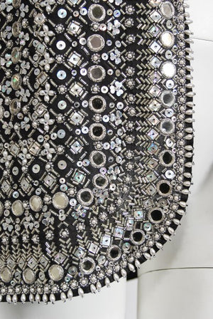 1979 Halston Couture Beaded Mirror Mini Dress & Jacket Made For Liza Minnelli