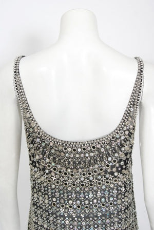 1979 Halston Couture Beaded Mirror Mini Dress & Jacket Made For Liza Minnelli