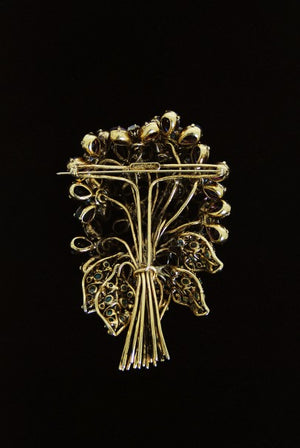 1990's Iradj Moini Signed Over-Sized Purple Floral Crystal Brooch & Earring Set