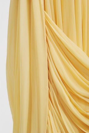 1954 Jean Dessès Haute Couture Attributed Pleated Yellow Silk-Chiffon Draped Gown