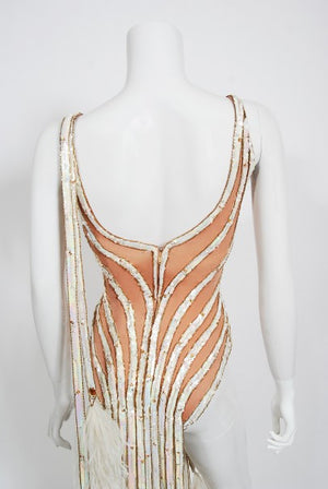 1978 Bob Mackie for Mitzi Gaynor Documented Sequin Feather Dance Costume