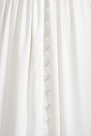 1970's Bill Gibb White Eyelet Cotton & Jersey Low Plunge Maxi Wrap Dress