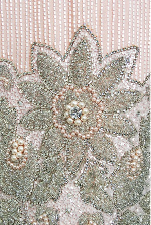 1965 Helen Rose Couture Fully-Beaded Blush Pink Silk Hourglass Dress