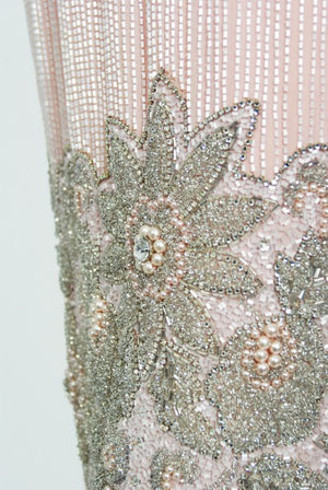 1965 Helen Rose Couture Fully-Beaded Blush Pink Silk Hourglass Dress