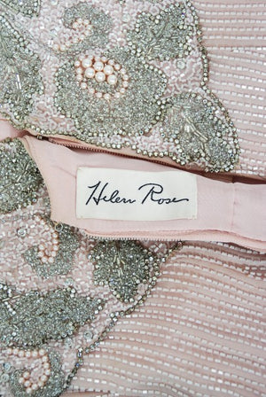 1965 Helen Rose Couture Fully-Beaded Blush Pink Silk Hourglass Dress