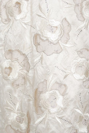 1980's Chanel Haute Couture Ivory Lesage Embroidered Silk Belted Gown & Jacket