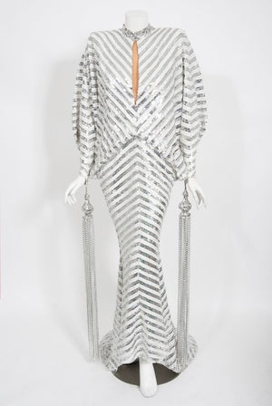 1975 Ret Turner Couture for Diana Ross 'Disco Ball' Silver Sequin Gown