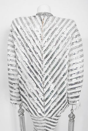 1975 Ret Turner Couture for Diana Ross 'Disco Ball' Silver Sequin Gown