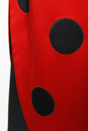 1995 Moschino Couture 'Ladybug' Novelty Black & Red Silk Halter Dress