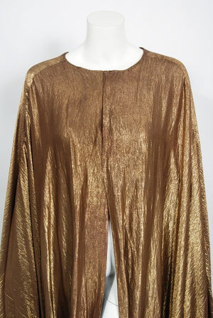 1940's Paramount Film-Worn Metallic Gold Lamé Full Length Trained Cape