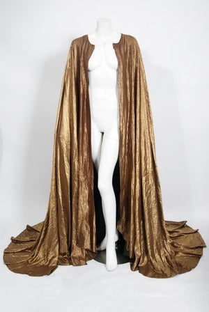 1940's Paramount Film-Worn Metallic Gold Lamé Full Length Trained Cape