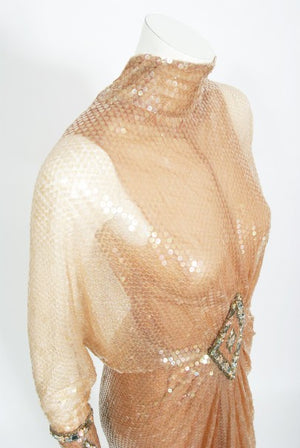 1976 Sonny & Cher Documented Custom-Made Bob Mackie Sequin Gown Suit Set