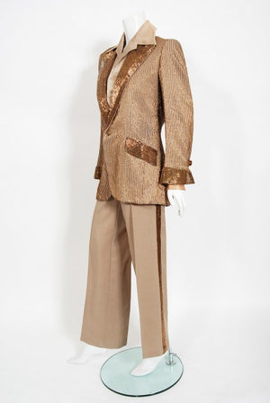 1976 Sonny & Cher Documented Custom-Made Bob Mackie Sequin Gown Suit Set