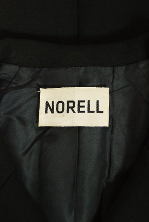 1968 Norman Norell Black Wool Over-Sized Collar Double Breasted Mod Coat