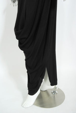 1946 Jourdelle of Hollywood Novelty Flying Firebirds Crepe Draped Gown