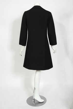 1968 Mila Schön Italian Couture Black Purple Wool Mod Target Coat Dress