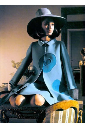 1968 Mila Schön Italian Couture Black Purple Wool Mod Target Coat Dress