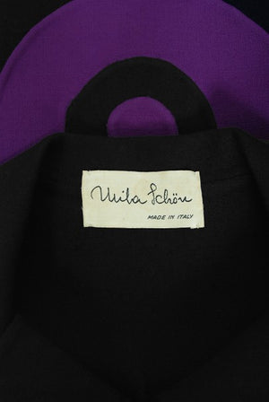 1968 Mila Schön Italian Couture Black Purple Wool Mod Target Coat Dress
