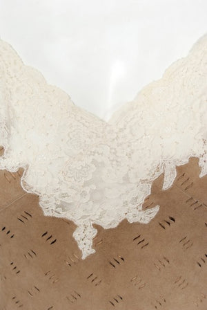 1999 Christian Dior by John Galliano Suede & Lace Bias-Cut Gown w/ Jacket