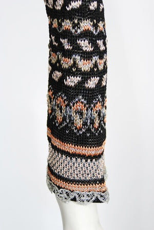 1970's Bill Gibb Metallic Knit Insect Novelty Tassel Sweater Dress Set