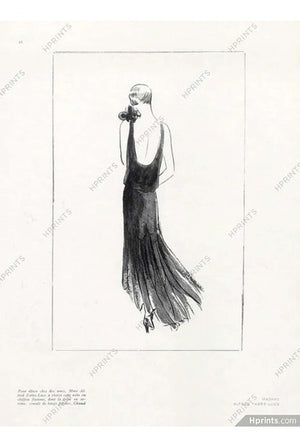 1930s French Couture Beaded Rhinestone Black Silk Chiffon Bias-Cut Dress