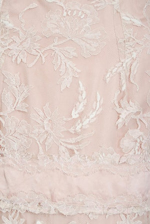 1950's Harvey Berin Pale-Pink Lace Illusion & Silk Flounce Cocktail Dress
