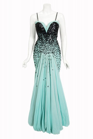 1950's Marie Latz Couture Beaded Silk Gown Ensemble Worn by Yma Sumac