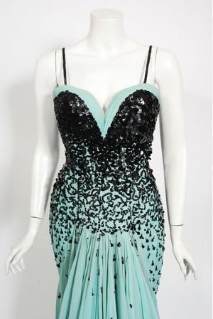 1950's Marie Latz Couture Beaded Silk Gown Ensemble Worn by Yma Sumac