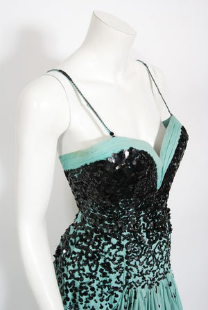 1950's Marie Latz Couture Beaded Silk Gown Ensemble Worn by Yma Sumac
