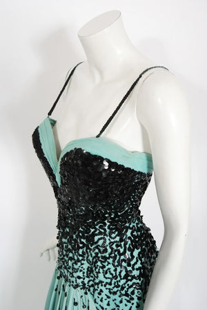 1950's Marie Latz Couture Beaded Silk Gown Ensemble Worn by Yma Sumac