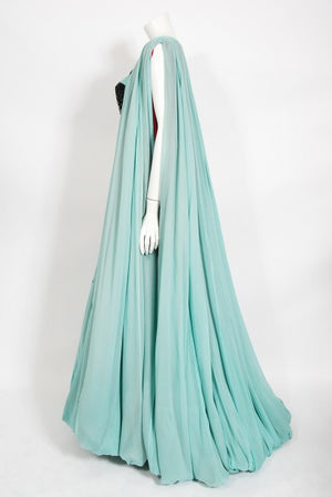 1950's Marie Latz Couture Beaded Silk Gown Ensemble Worn by Yma Sumac