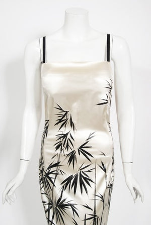 1999 Dolce & Gabbana Runway Hand-Painted Bamboo Stretch Silk Gown