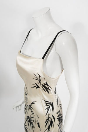 1999 Dolce & Gabbana Runway Hand-Painted Bamboo Stretch Silk Gown
