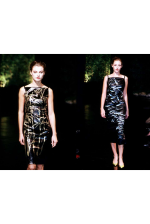 1999 Dolce & Gabbana Runway Hand-Painted Bamboo Stretch Silk Gown