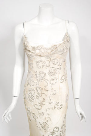 2003 Christian Dior by Galliano Haute Couture Beaded Lace Bias-Cut Gown