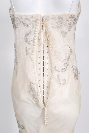 2003 Christian Dior by Galliano Haute Couture Beaded Lace Bias-Cut Gown