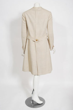 1969 Chanel Haute Couture Oatmeal Linen Documented Jacket Skirt Suit