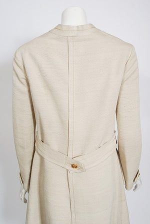 1969 Chanel Haute Couture Oatmeal Linen Documented Jacket Skirt Suit