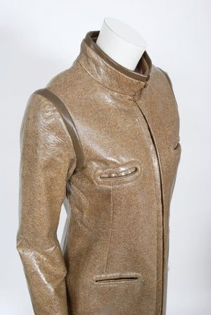 1968 Pierre Cardin Documented Vinyl Tweed Space-Age Mod Trench Jacket